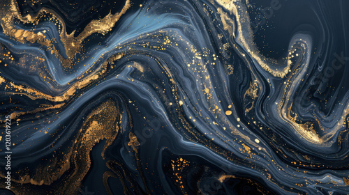 Wallpaper Mural Elegant abstract art featuring swirling dark blue and gold patterns, creating luxurious and sophisticated visual experience Torontodigital.ca