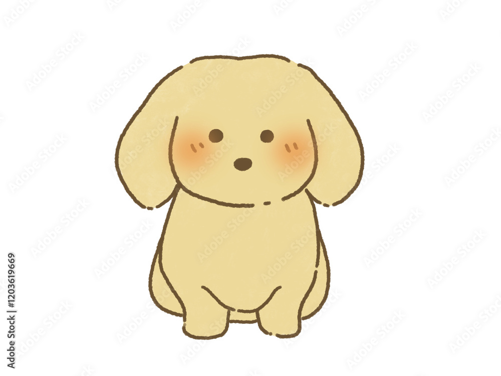 Fototapeta premium お座りをするダックスフンドのイラスト