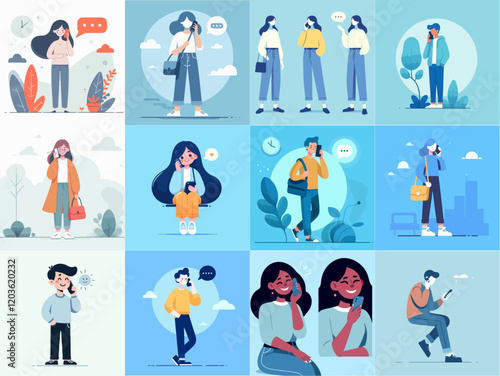 illustration of person is answering the phone