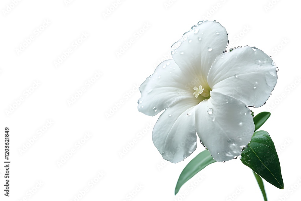 Obraz premium Close-up of a Pristine White Flower with Dew Drops