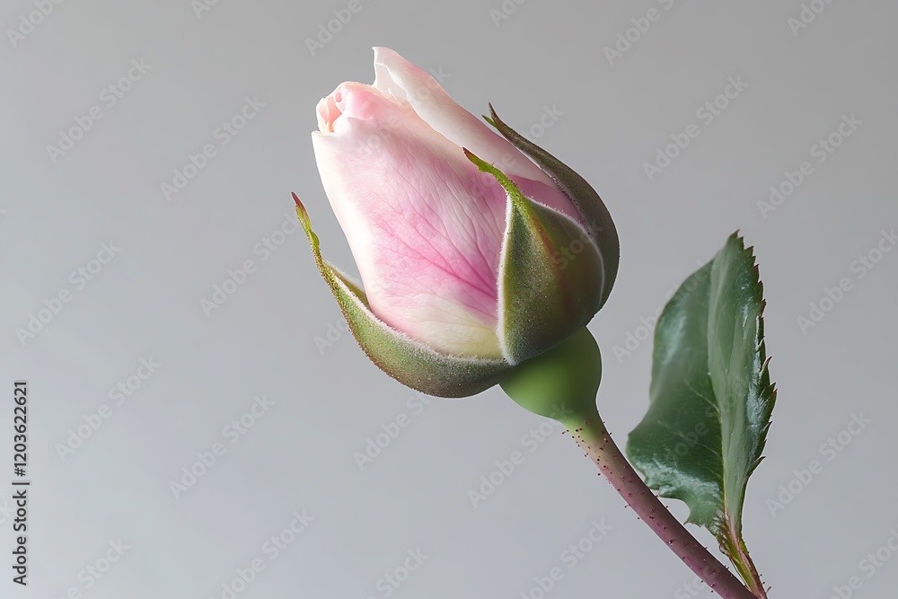 Fototapeta premium Close-up of a delicate pink rose bud.