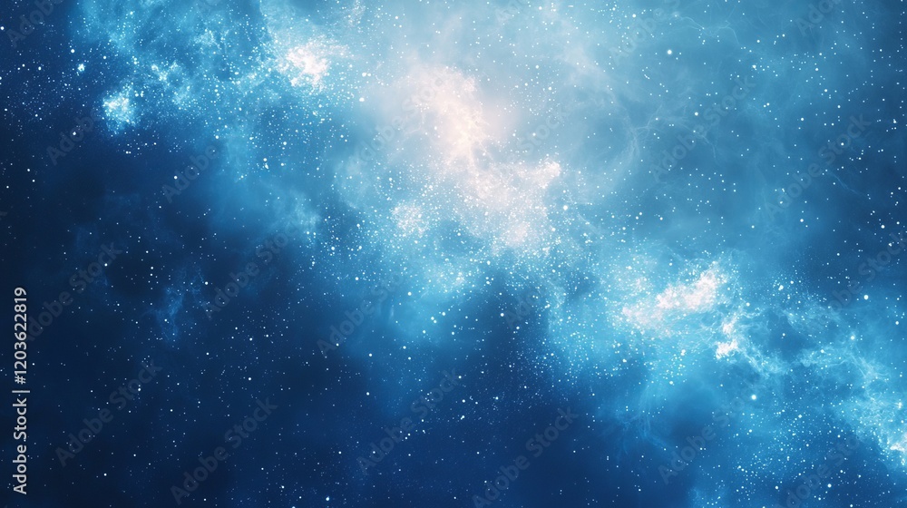 Naklejka premium Abstract Blue Nebula Glow Background