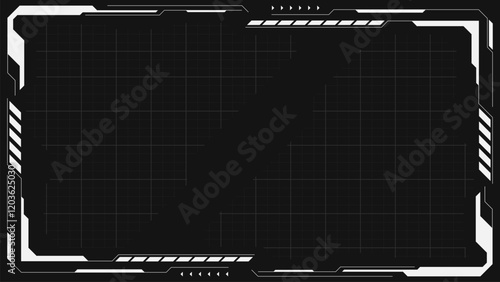 Fototapeta Naklejka Na Ścianę i Meble -  black and white outline futuristic hud interface design vector