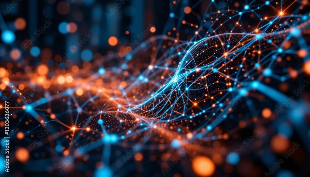 Abstract Digital Technology Background with Neural Networks and AI Elements. Abstract Digital Technology Background with Neural Networks and AI Elements.