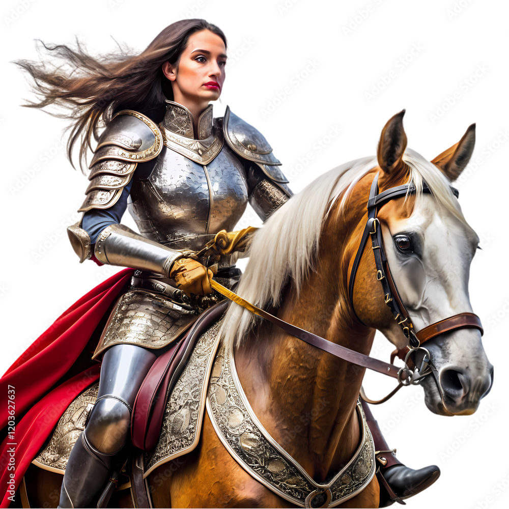 Gorgeous lady wear armor and riding horse Gorgeous lady wear armor and riding horse