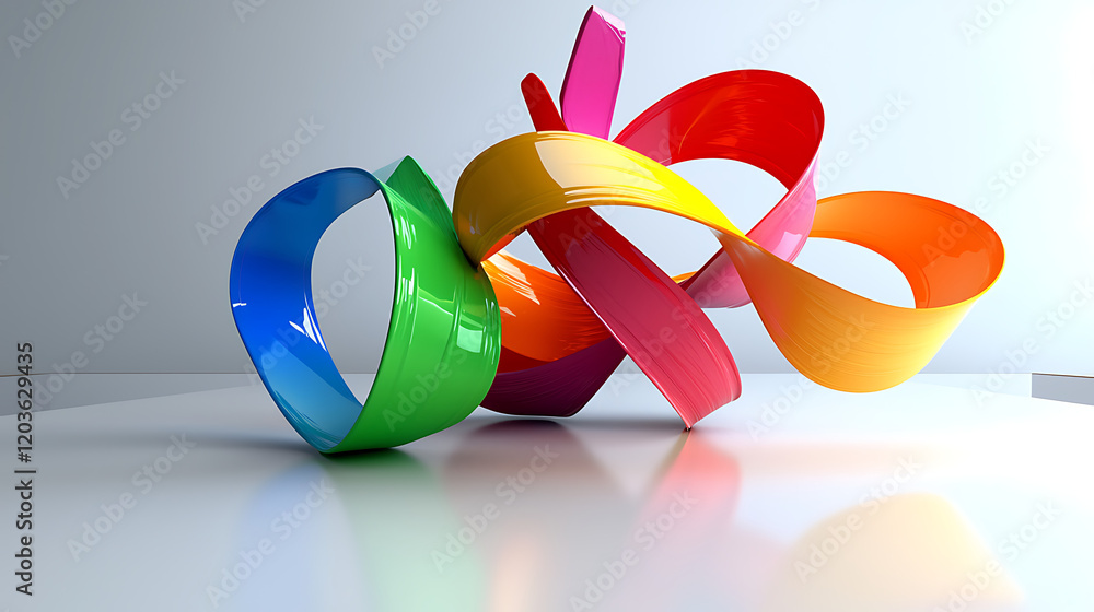 A colorful ribbon is twisted and bent into a spiral shape. generated using AI A colorful ribbon is twisted and bent into a spiral shape. generated using AI