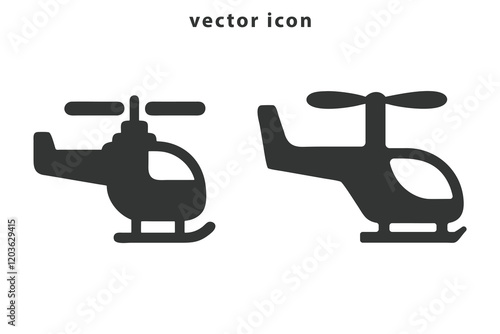 Helicopter ,copter, chopper , air copter silhouette vector illustration art design.  Helicopter icon logo on isolated white background with glyph icon style, Helicopter vector illustration