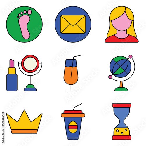Modern Icons Flat Icon Set Isolated On White Background