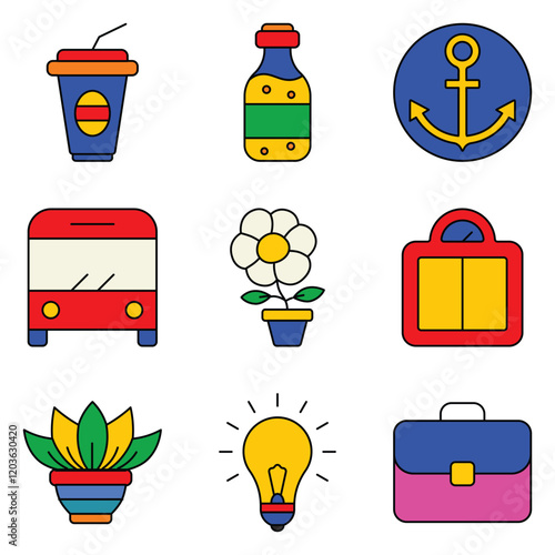 Modern Icons Flat Icon Set Isolated On White Background