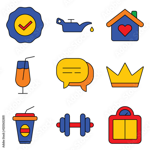 Modern Icons Flat Icon Set Isolated On White Background