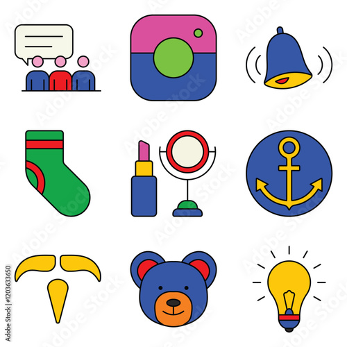 Modern Icons Flat Icon Set Isolated On White Background