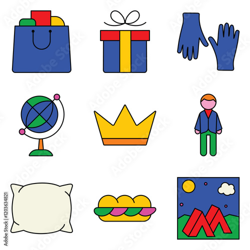Modern Icons Flat Icon Set Isolated On White Background