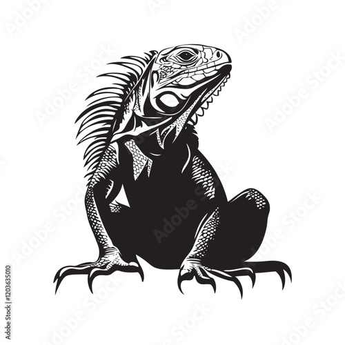 iguana on white background