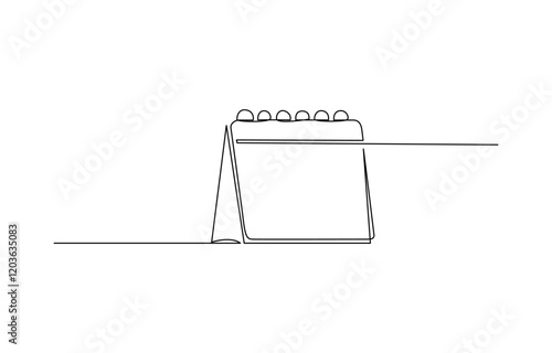 One continuous line drawing. Symbol of memorable date and event day in simple linear style, Calendar continuous line drawn. Time planer linear symbol. Reminder empty template.
