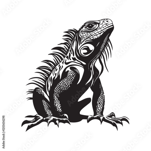 iguana on white background