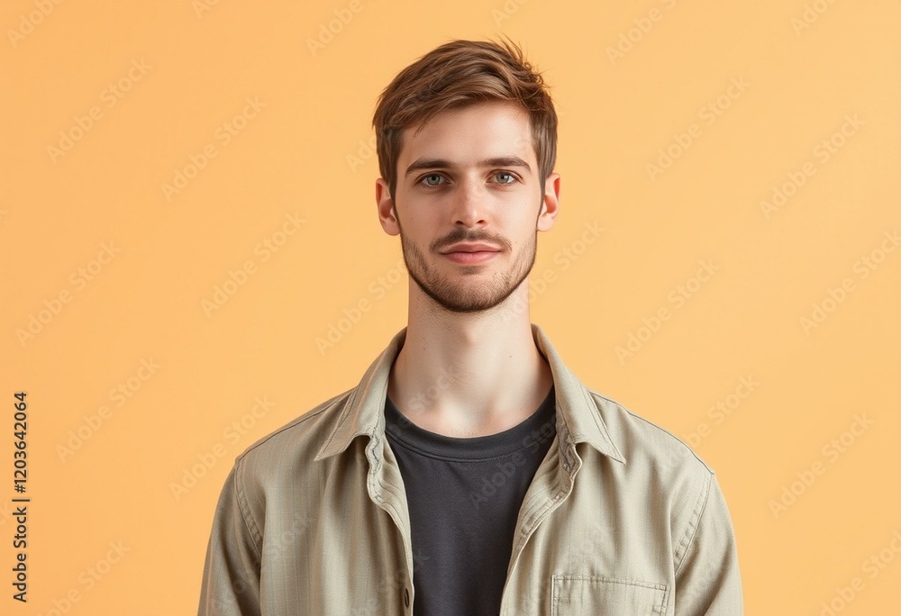 Male Westerner portrait on beige background Male Westerner portrait on beige background