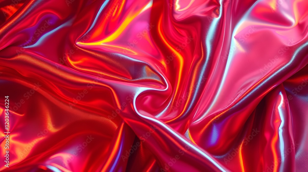 Iridescent Red Silk Fabric Draped Abstract Background Iridescent Red Silk Fabric Draped Abstract Background