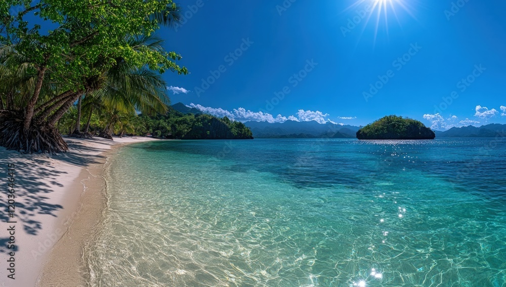 Fototapeta premium Tropical Paradise: Pristine Beach and Turquoise Waters