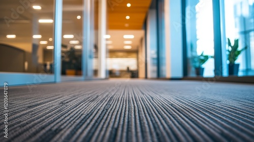 Wallpaper Mural Close-up of a modern office carpet with a low angle shot, highlighting the texture design details, featuring a lens focus on the fine fibers, contemporary decor in a professional workspace environment Torontodigital.ca