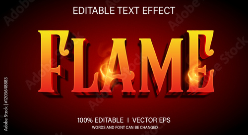 flame 3d vector text effect with modern style design