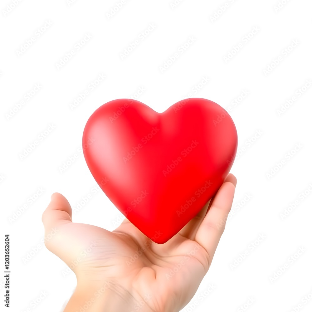Red Heart Symbol On White Background: Compassion And Care Concept. Red Heart Symbol On White Background: Compassion And Care Concept.
