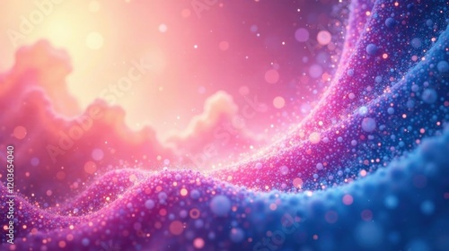 A Dreamlike Landscape of Shimmering Particles and Glowing Hues, Evoking a Sense of Wonder and Serenity