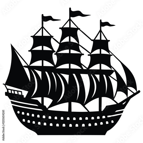 silhouette of a frigate ship