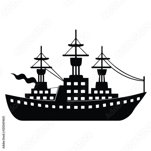 silhouette of a frigate ship