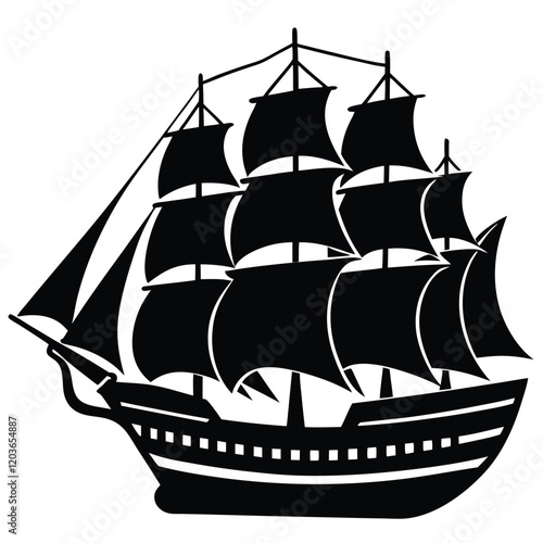 silhouette of a frigate ship