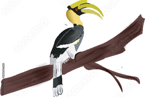 The great hornbill (Buceros bicornis), also known as the concave-casqued hornbill, great Indian hornbill or great pied hornbill, is one of the larger members of the hornbill family. 