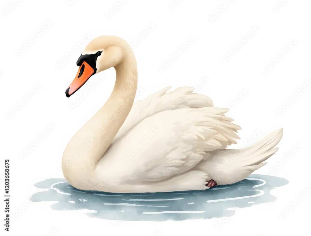 An exquisite watercolor illustration of a swan in soft pastel colors with delicate hand details. An exquisite watercolor illustration of a swan in soft pastel colors with delicate hand details.