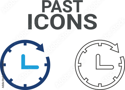 Past icon. Timer, alarm, schedule, hourglass, clock icons. Solid icon collection.