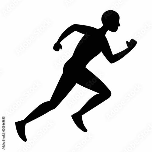 Vector black man running silhouette on white background