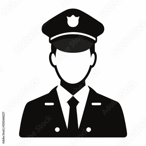 customs officer vector black silhouette illustration on white background