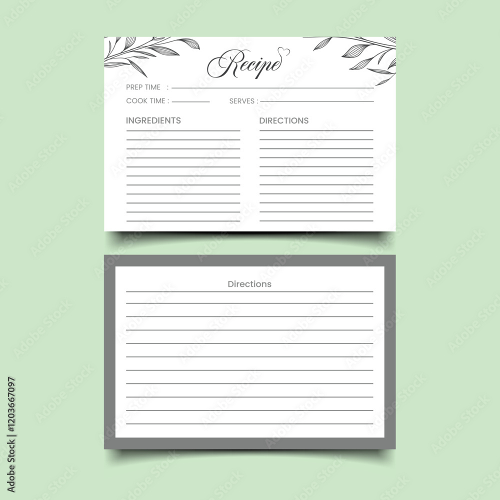 Black and white Double sided recipe card template print ready free download Black and white Double sided recipe card template print ready free download