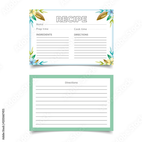 Double sided recipe card template Individual 4x6 size for print ready free instant download