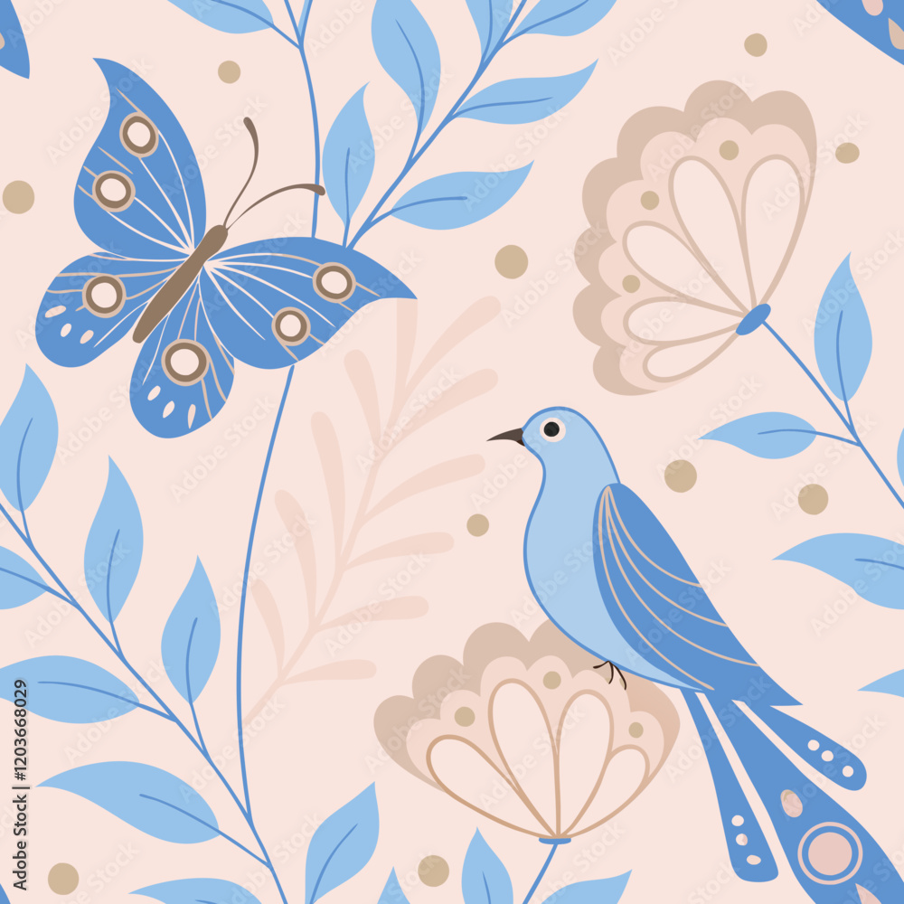 Seamless abstract pattern, romantic pastel blues and pinks with gold accents, love and protection concept Seamless abstract pattern, romantic pastel blues and pinks with gold accents, love and protection concept