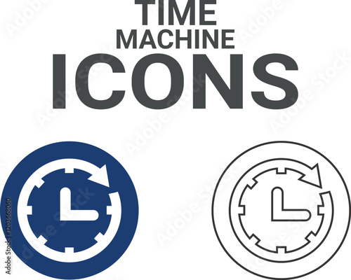 Time machine icon. Timer, alarm, schedule, hourglass, clock icons. Solid icon collection.