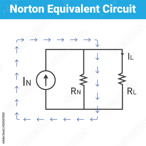 Norton equivalent circuit, vector isolated on white background