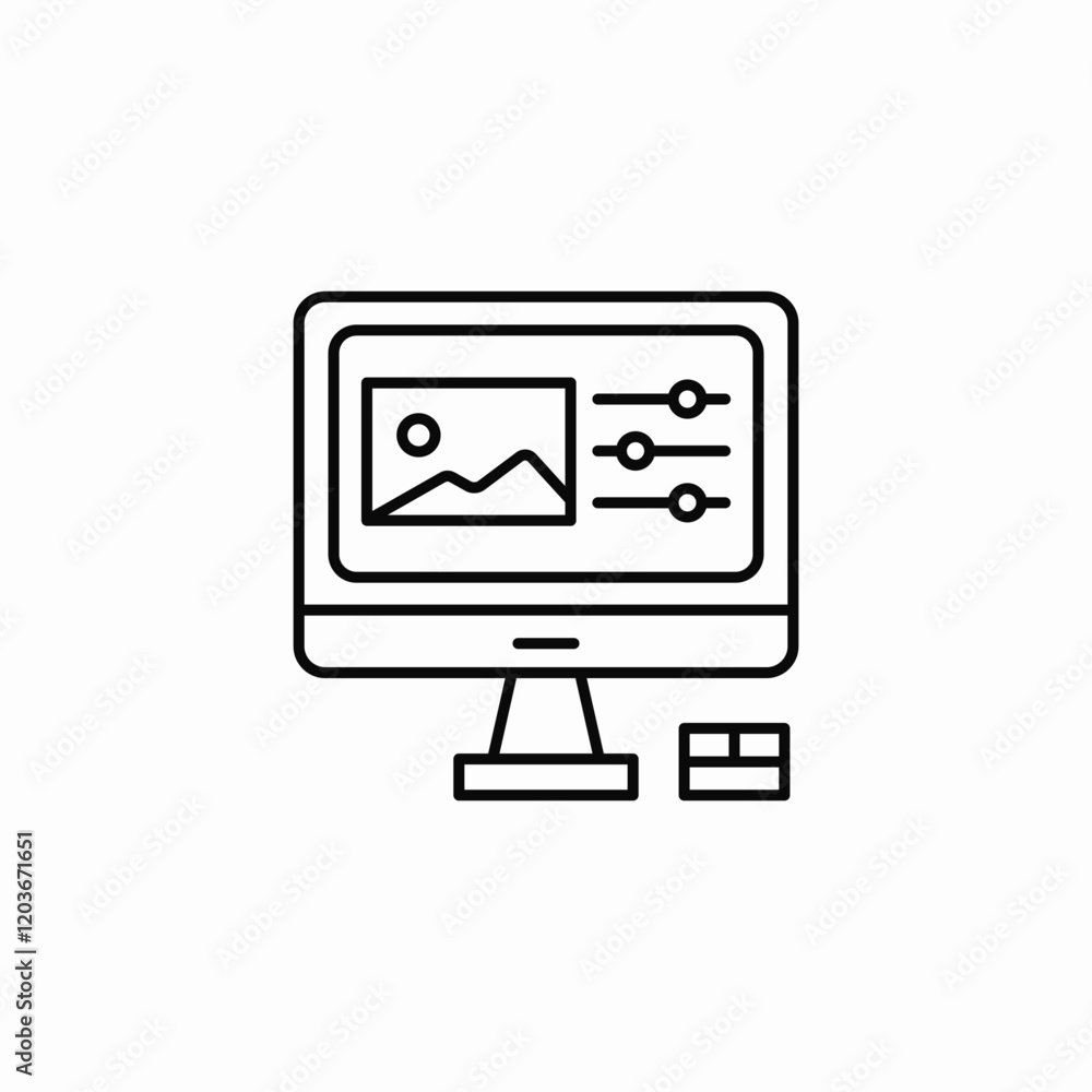 Monitor display screen computer icon vector sign Monitor display screen computer icon vector sign
