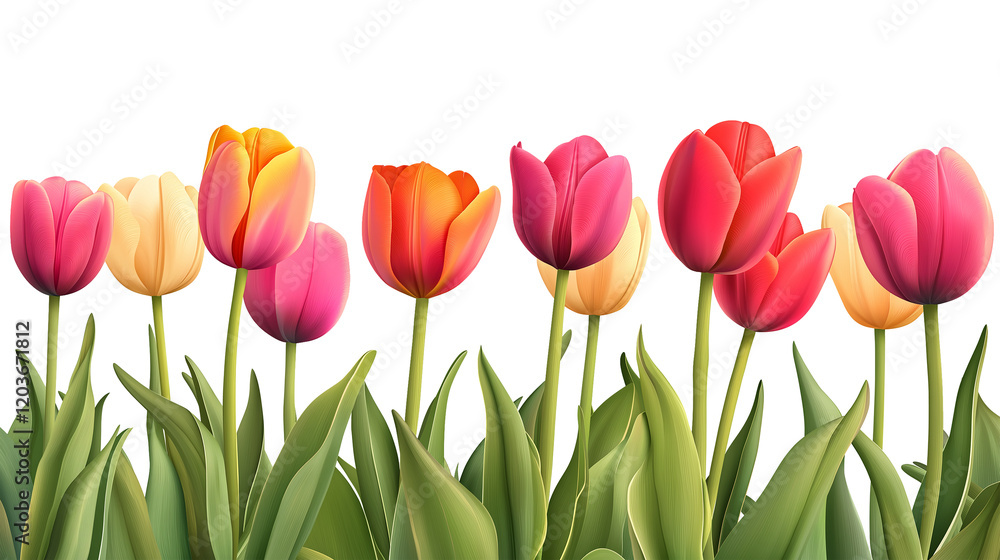 Colorful Tulips isolated on a white background Colorful Tulips isolated on a white background