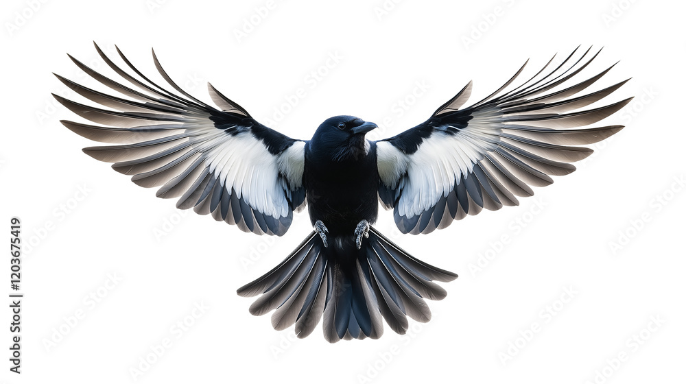 Obraz premium Flying Bird with Spread Wings isolated on a white background
