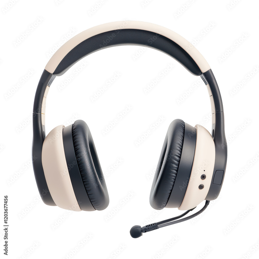 Wireless over ear headphones with detachable microphone, featuring sleek black and beige design Wireless over ear headphones with detachable microphone, featuring sleek black and beige design