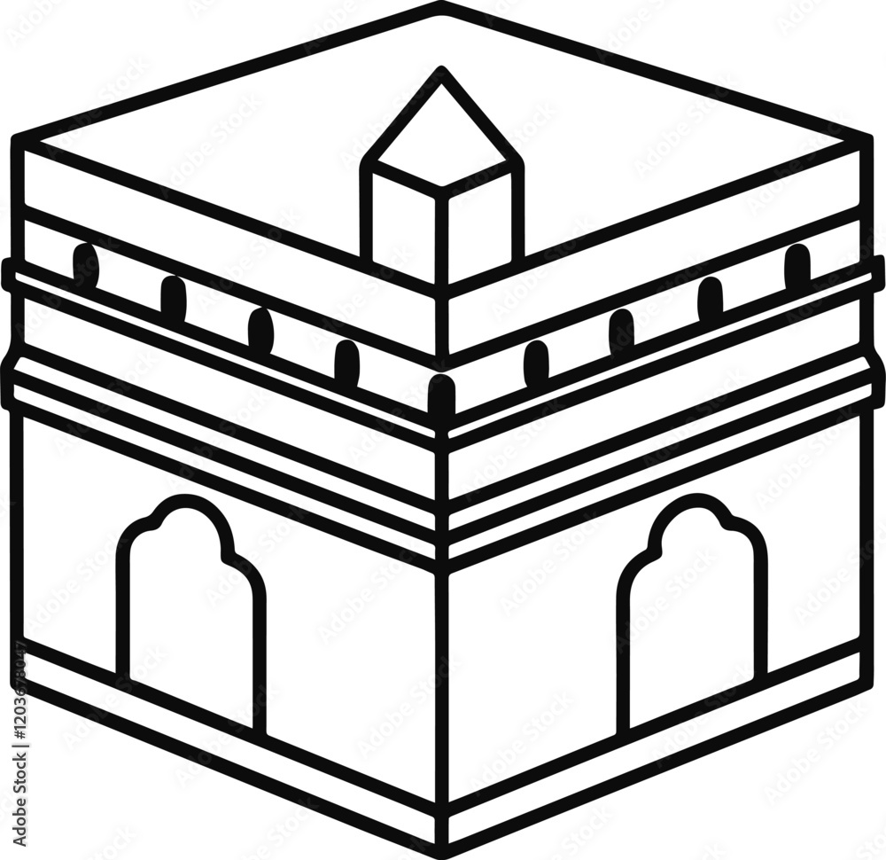 Kaaba outline vector illustration line art Kaaba outline vector illustration line art