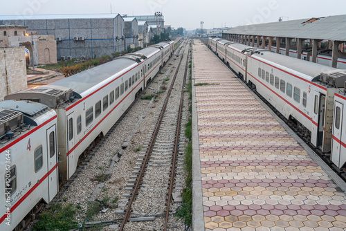 Obraz na płótnie Basra railway station, Train traffic between Baghdad and Basra, Iraq w salonie