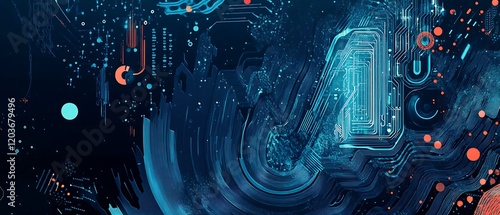 Abstract digital design featuring vibrant colors and intricate patterns.