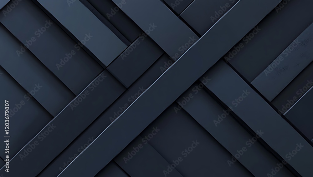 Abstract geometric pattern with dark blue wooden planks arranged in a crisscross design. Abstract geometric pattern with dark blue wooden planks arranged in a crisscross design.