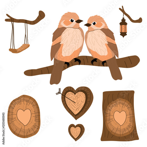 "Woodland Whispers" is a charming Valentine's Day collection inspired by nature and romance. This enchanting set includes a heart-shaped tree symbolizing eternal love, adorable lovebirds perched toget