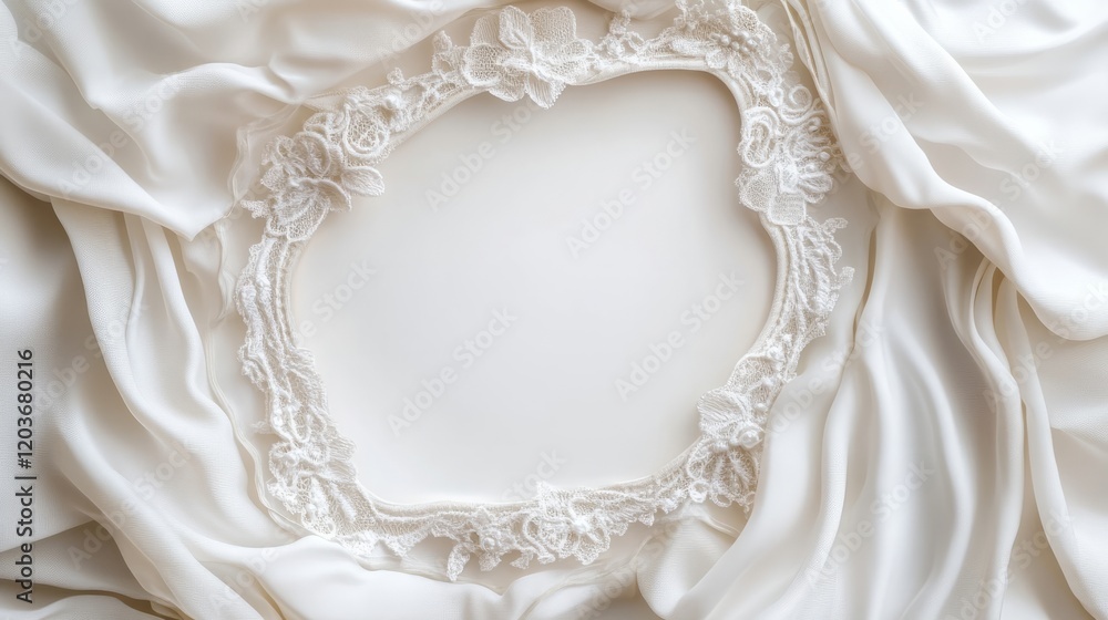 Obraz premium Simple frame with delicate white lace accents, ideal for a Valentine's Day photo, isolated on white