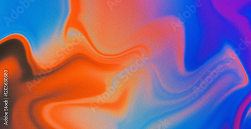 Vibrant rainbow, orange blue teal white psychedelic grainy gradient color flow wave on black background, music cover dance party poster design. Retro Colors from the 1970s 1980s, 70s, 80s, 90s style
